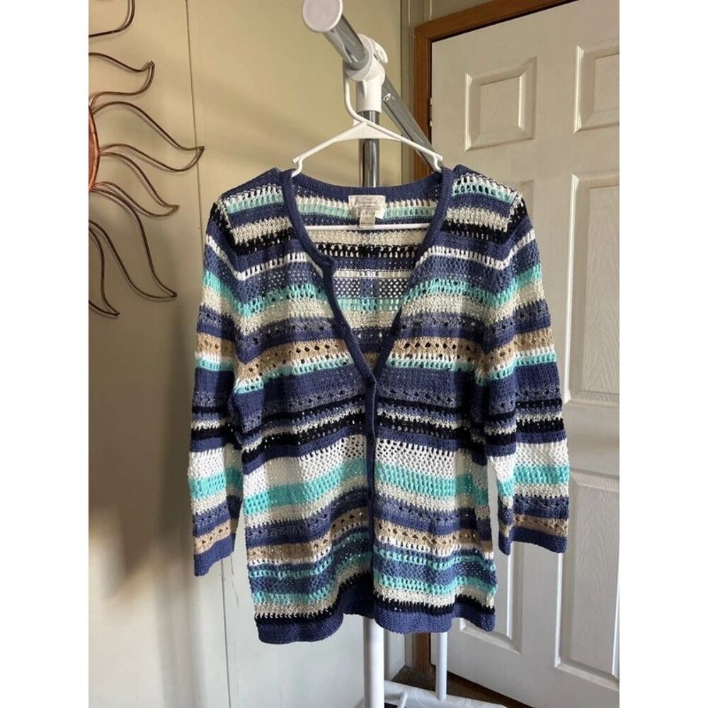 Vintage Christopher & Banks hand embroidered cardigan grandmacore knit